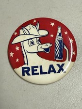 Vintage 1950s Pepsi Cola PIN Donkey Relax Button RARE Democratic