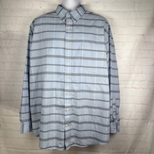 St. Johns Bay 2XL Tall Men's Plaid Button Front Shirt Blue Long Sleeve Casual