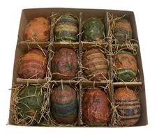 Ragon House Collection Decorative Eggs Painted Folk Art Resin Textured Farmhouse