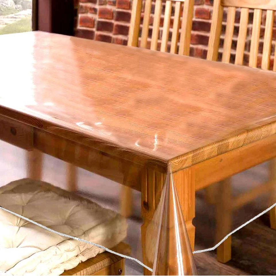 6 pcs Clear Plastic Vinyl 54x72" TABLECLOTHS Protector Table Cover Wedding Party - Image 2 of 4