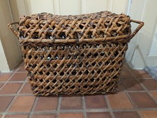 Rectangular Natural Woven Rattan Storage Basket With Hinged Lid Farmhouse Boho