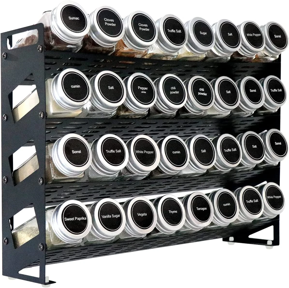 4 Tier Countertop Spice Rack Organizer for Kitchen Cabinet Pantry or Wall Mount,