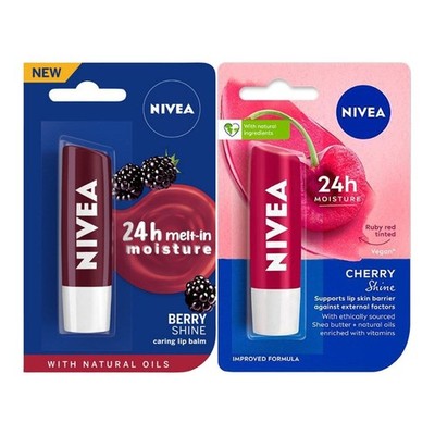 NIVEA Fruity Blackberry Shine + Cherry Shine Lippenbalsam Combo