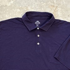 Peter Millar Seaside Wash Polo Men XXL Blue Red Stripe Short Sleeve Stretch Golf