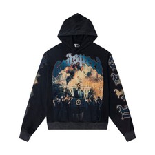G0dspeed 25SS Retro Washed Cotton Hoodie   Direct Print Streetwear , G20 Black