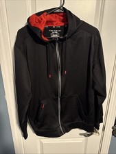 Tek Gear Dry Tek Full Zip Coat Jacket Sweatshirt M Black Red Reflective Zipper