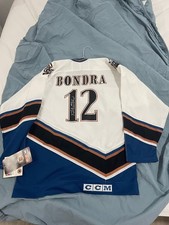 NWT Vintage PETER BONDRA WASHINGTON CAPITOLS SIGNED HOCKEY JERSEY Youth XL