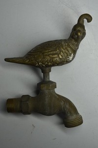 Vintage Solid Brass Quail Spigot Faucet Mount Southwest Garden Gamebird Metal