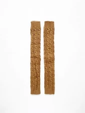 NEW WITHOUT TAG Cable Knit Fingerless Arm Warmers with Thumb Holes Brown One Sz