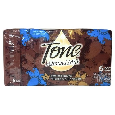 Tone Almond Milk Real Milk Protein Vit A & E Body Bars 6-pack, 4.25 oz Each, NEW