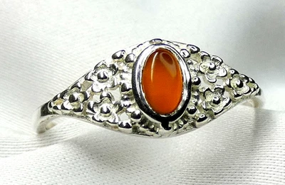🧡 Karneol Ring 925 Silber Gr. 56 (17,8) Vintage Ornamentik Cabochon UNIKAT 🧡 - Bild 1 von 4