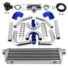 Aluminum Turbo Intercooler 27"x7"x2.5" & 2.5" Pipe Tube & Silicone Hose Kit