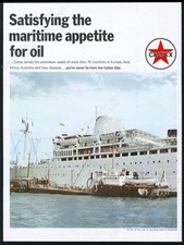 1964 Caltex Texaco gas oil Singapore port & cruise ship photo vintage print ad