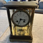 Antique Tiffany & Co Crystal Regulator Brass & Glass Mantle Clock by Japy Freres