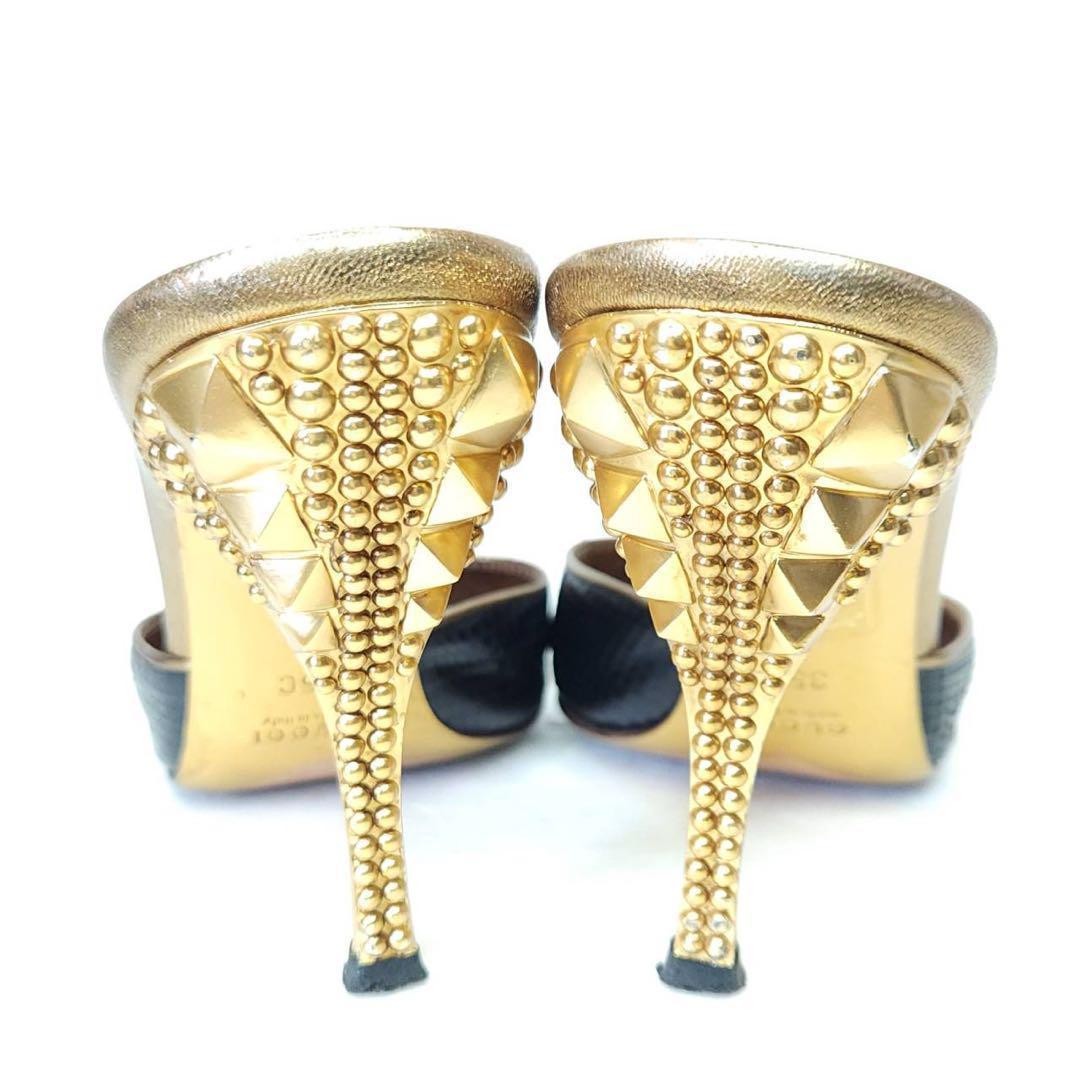 Rare GUCCI Python Embossed Mules Heels 35C Navy G… - image 4