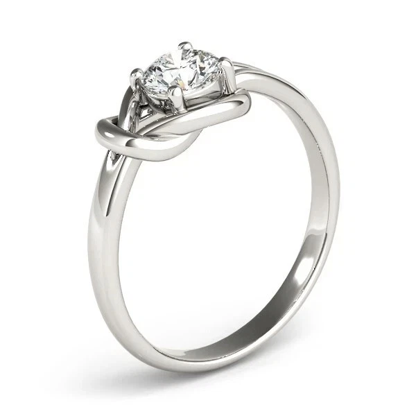 Anillo de compromiso de 1,00 quilates de corte redondo creado en laboratorio de oro blanco macizo de 14 quilates talla 8 Foto 2 de 4