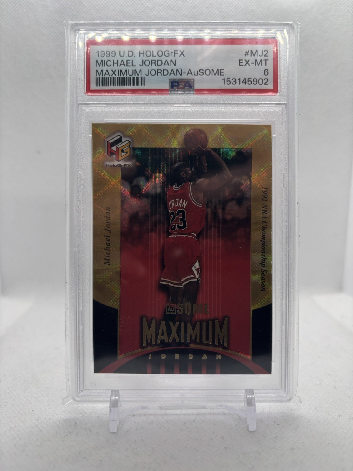 1999 UD HoloGrFX MJ2 Michael Jordan MAXIMUM AuSOME GOLD ULTRA RARE PSA 6