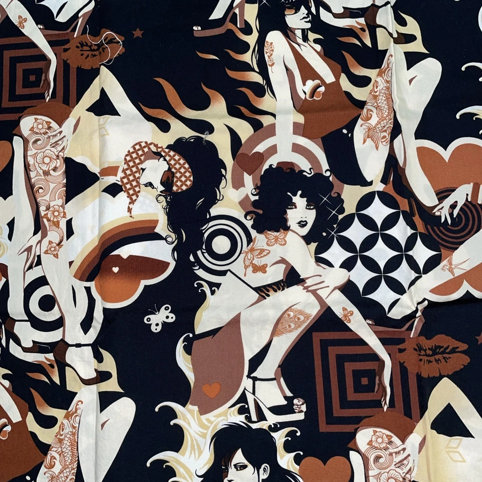 Alexander Henry Inked 2006 Tattoo Girl Fabric 1 Yard Rare OOP 100% Cotton - Image 3 of 4