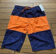 Cat Jack Boys Size L Blue Orange Swim Shorts Trunks UPF 50 NWT Free Ship