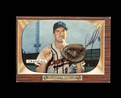 Del Crandall Signed Original 1955 Bowman Milwaukee Braves Autographed