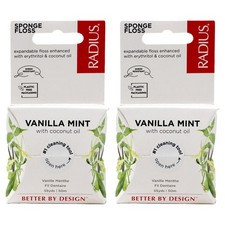 Radius Dental Floss, Sponge Vanilla 55 Yards Pack of 2 , Mint