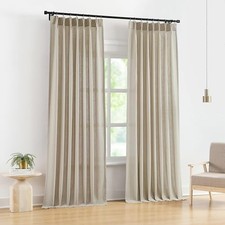 Sand Pinch Pleated Semi Sheer Curtains 40"W x 90"L Pack of 2 Sand/Pinch