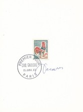 France 1962 N° 1331A Le Coq de Decaris 1er jour signé par son artiste Decaris