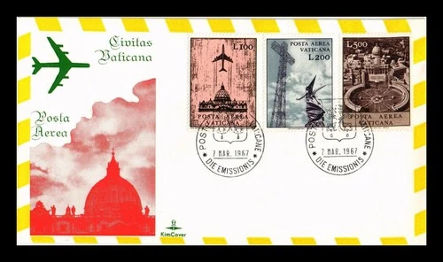 Dr Jim Stamps Vatican KimCover Air Mail 3v Set 1967 First Day Cover