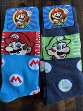 Super Mario Luigi 2-PairNovelty Crew Socks Nintendo Gaming Shoe Size 6-12