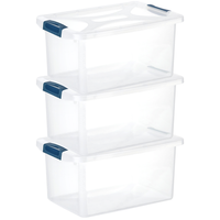 Engelland 3 X Aufbewahrungsbox Multibox Organizer Box 16 L Blau-Transparent