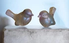 2 Vintage Fenton Nouveau Art Glass Figurine Bird Hand Painted Rueven Glass Swirl