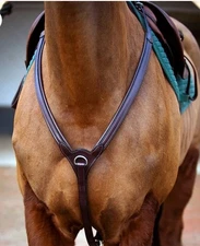 Nunn Finer UPPERVILLE BRASS Breastplate Hunter Padded Dark Brown LEATHER COB