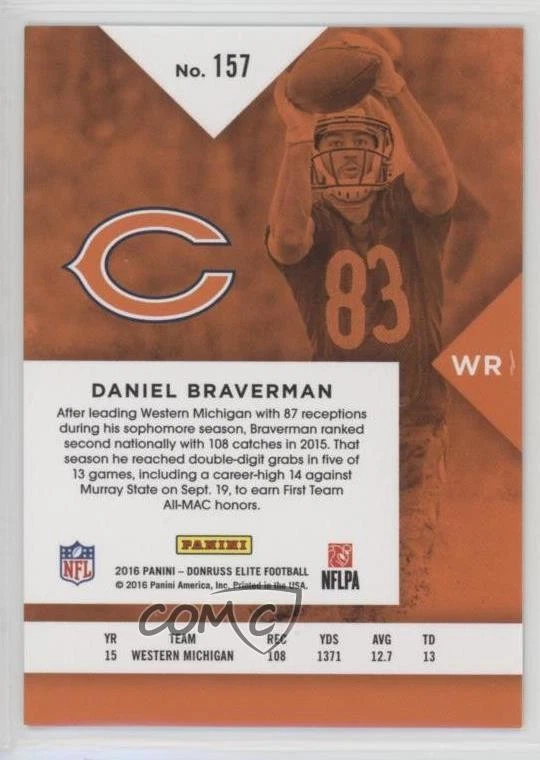 2016 Donruss Elite Elite Rookies Daniel Braverman #157 Rookie RC - Image 2 of 2