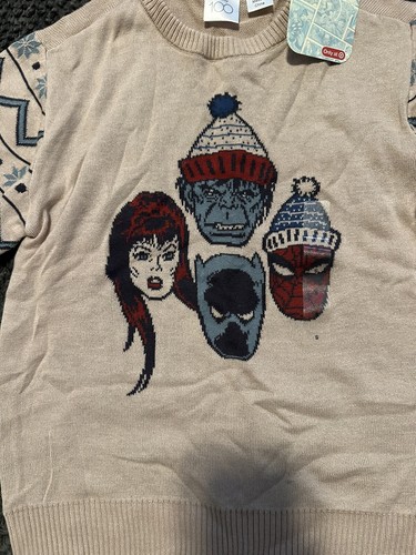 Disney 100 Holiday Boys Marvel Hulk Spiderman Christmas Sweater - XS #2682 - Picture 3 of 3