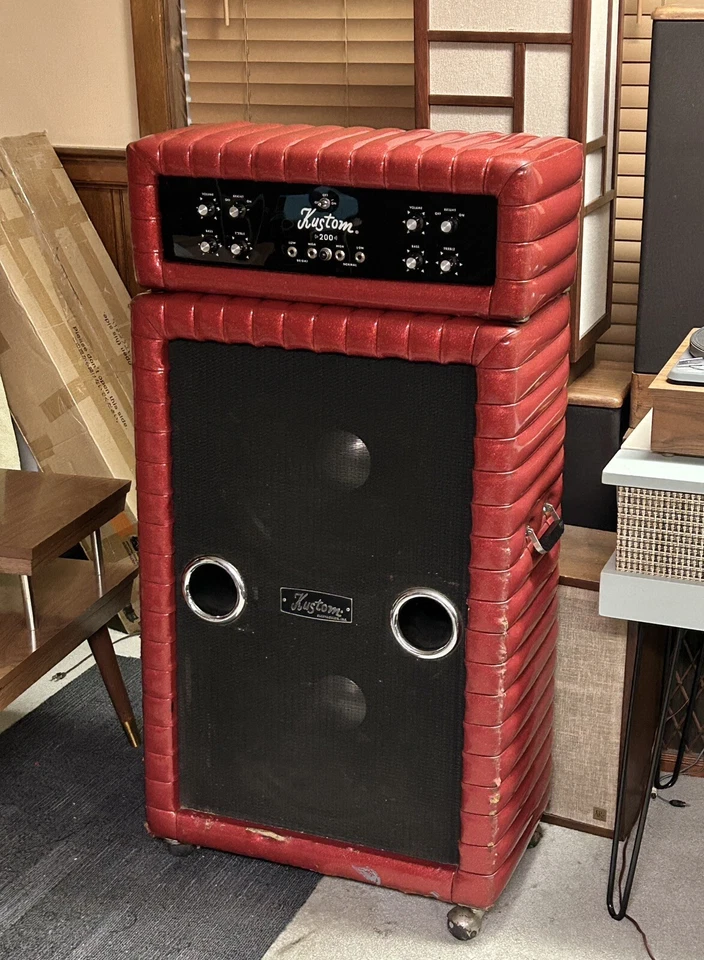 Amplificador de guitarra vintage 1969 Kustom 100 vatios K200B +2 x 15” JBL E-140’s rojo+ Foto 2 de 4