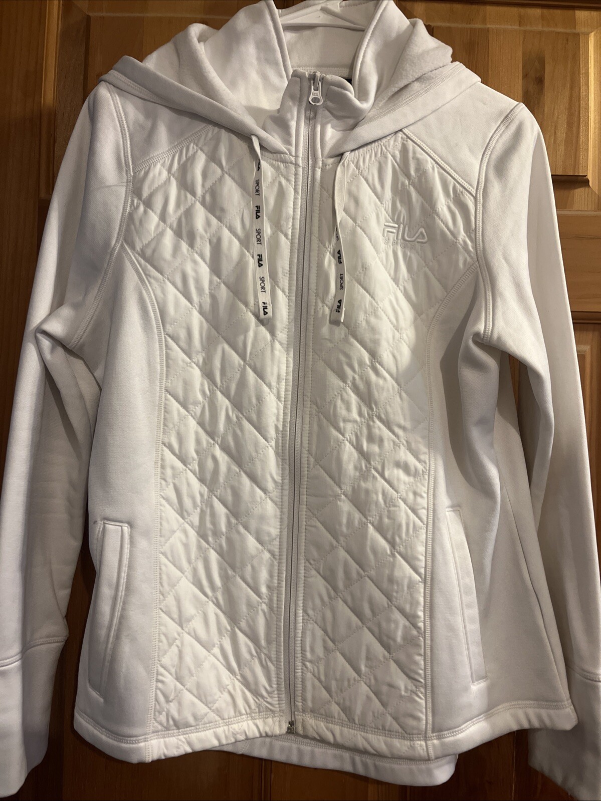 FILA SPORT GIACCA PILE TRAPUNTATA ZIP DAVANTI CON CAPPUCCIO TG MEDIUM bianca vedi foto