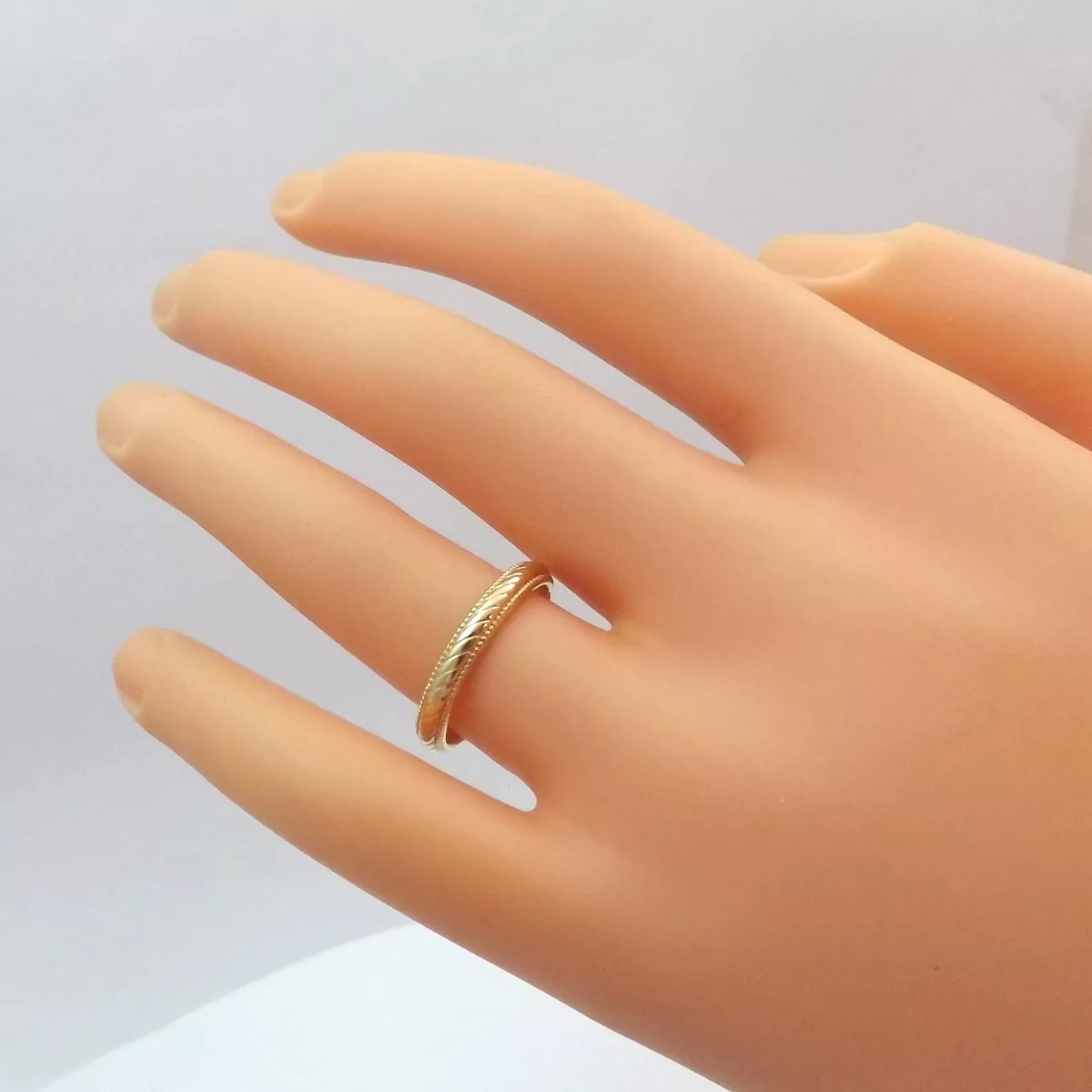 Camelot 14K Yellow Gold 3mm Milgrain Design Wedding Band Ring sz7 New