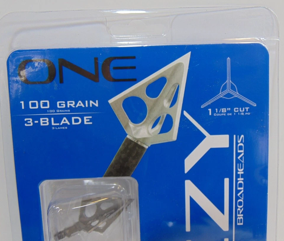 Muzzy One Broadheads 3 blade 100 Grain 100gr 3 Pack Deer Bear Elk Fixed 1-1/8" - Image 3 of 4