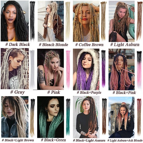 50cm Ombre Dreadlocks Extensions Crochet Braiding Hair Dreads Locs Synthetic New - Afbeelding 1 van 103