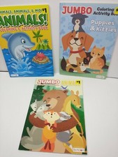 LOT OF 3 - ANIMALS PUPPIES  KITTENS Coloring  Activity Books Jumbo Color