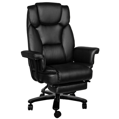 #ad Desk Office Chair Big Tall High Back Task Chair PU Leather Swivel Chair Black $387.98
