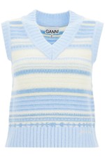 Ganni "soft Striped Knit Vest With A Comfortable