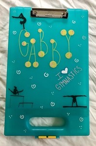 Girl's GYMNASTICS GABBY Clipboard Carrier/Storage Case Gift/School Gear Blue