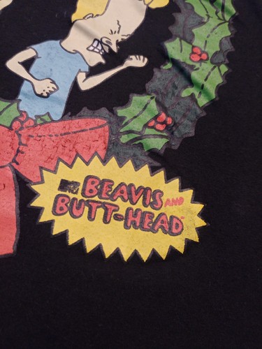 Camisa Negra Beavis & Butthead X-Mas Rocks Para Hombre Talla M Mike Judge MTV Años 90 Metal - Imagen 4 de 11