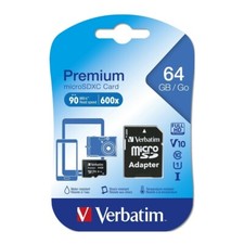 Verbatim Micro SDXC 64GB Class 10 UHS-I with Adaptor, microSDXC 64GB Class 10