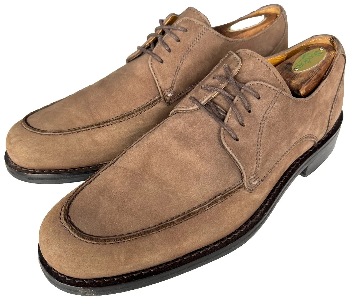Cole Haan Apron Toe Derby Lace Up Waterproof Dress Shoes US 8.5M Brown Nubuck