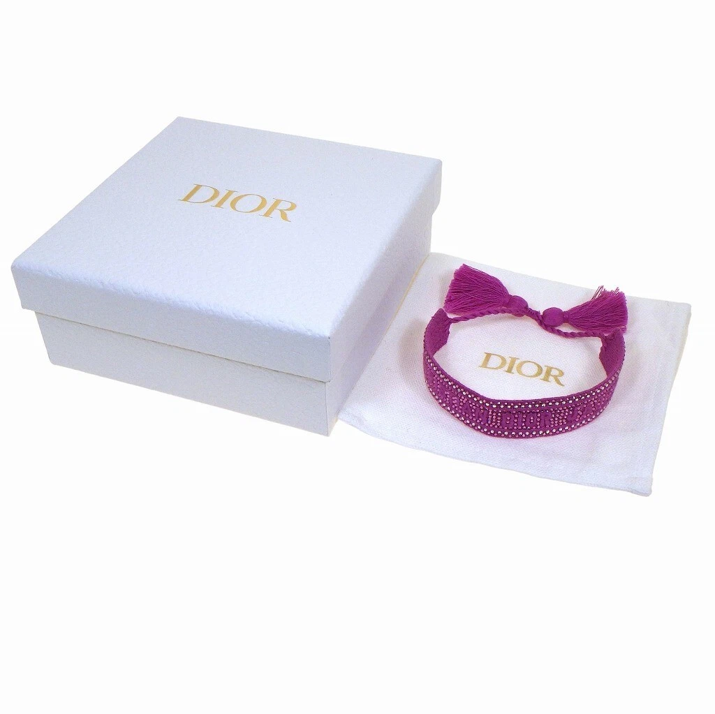 Vintage Pink Bracelet with Embroidery and Crystals by Christian Dior