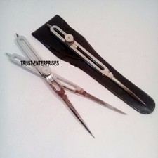 Nautical Proportional Drafting Divider 6'' Artist Tool With Leather Case Free