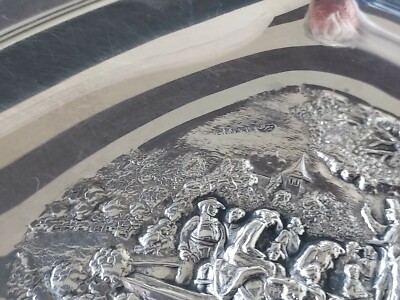 Vintage Denmark Hans Jensen Dolphin Mark Silverplate Dish Repousse