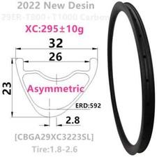29er Asymmetric Mountain Bike Wheels Tubeless Hookless Carbon Fiber MTB Rims